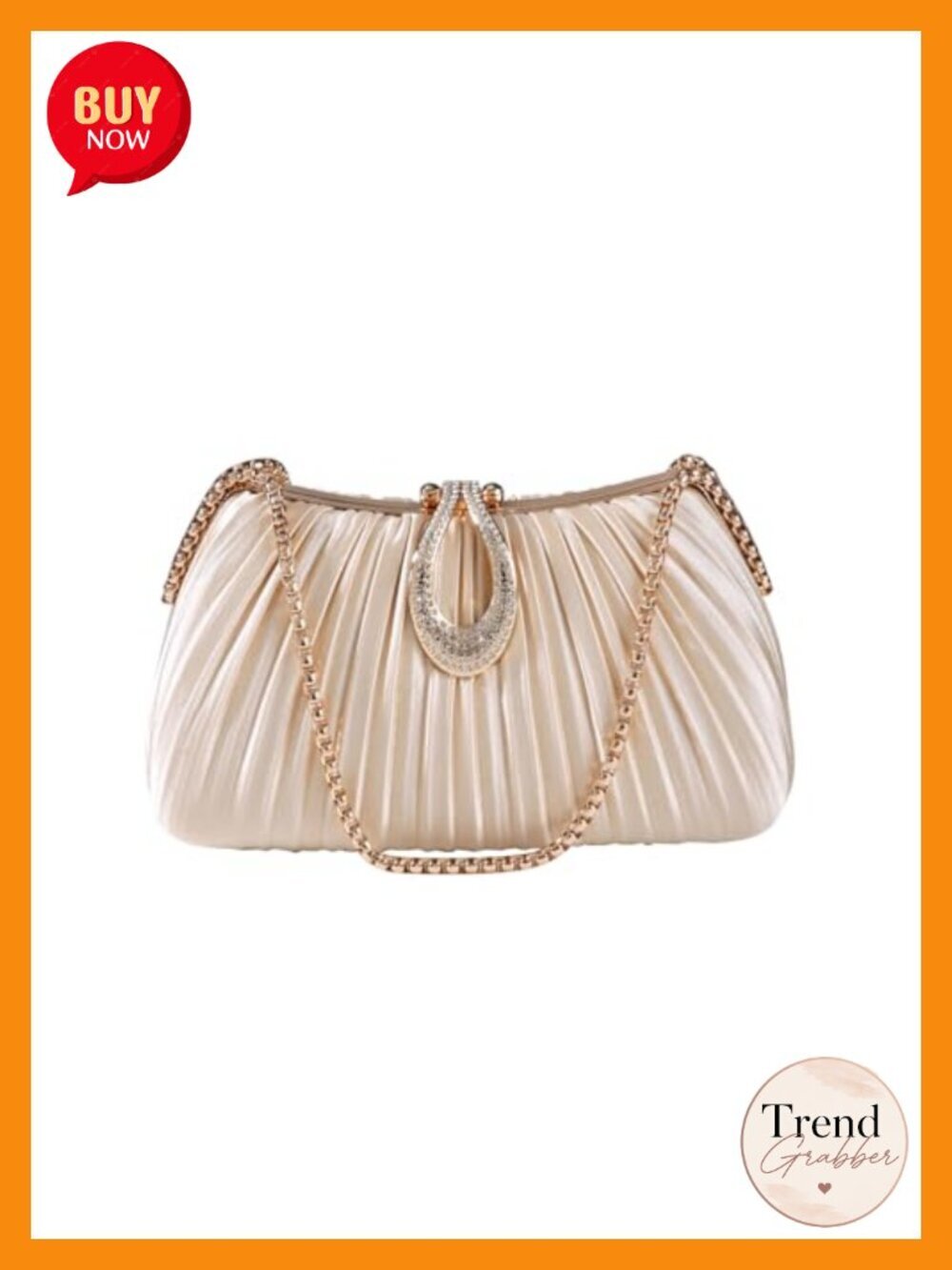 Evening Clutch with Crystal Lock & Dual Chains